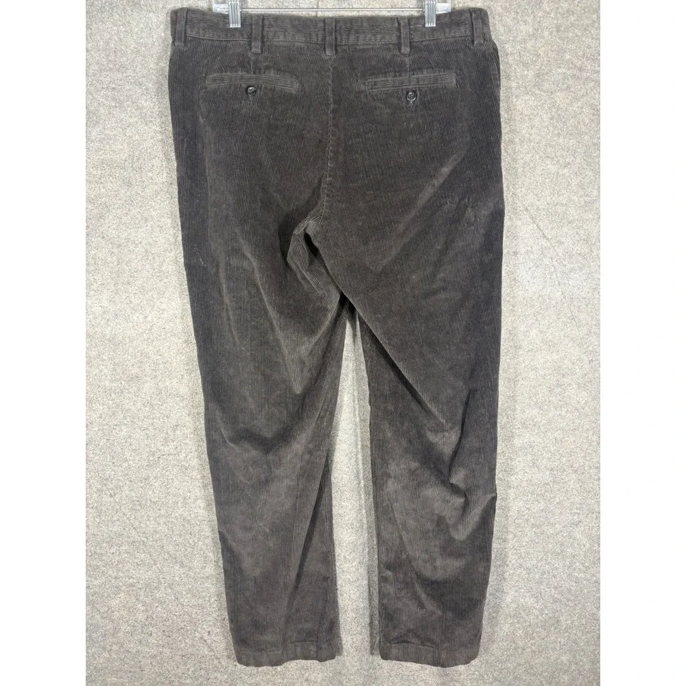 LL Bean Mens Classic Fit Corduroy Pants Charcoal Gray Stretch 38x32 ID502835